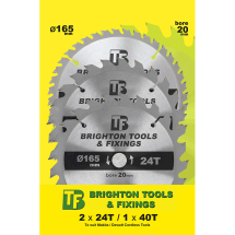 BTF 165 x 20mm CIRCULAR SAW BLADE PACK (2 x 24T, 1 x 40T) BTF 165 x 20mm CIRCULAR SAW BLADE PACK (2 x 24T, 1 x 40T)
