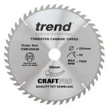 TREND CRAFTPRO 250mm x 30Ø x 48T TCT SAW BLADE (CSB/25048) TREND CRAFTPRO 250mm x 30Ø x 48T TCT SAW BLADE (CSB/25048)