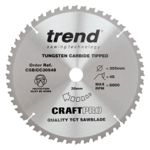 TREND CRAFTPRO 305mm x 30Ø x 48T CROSSCUT TCT SAW BLADE (CSB/CC30548) TREND CRAFTPRO 305mm x 30Ø x 48T CROSSCUT TCT SAW BLADE (CSB/CC30548)