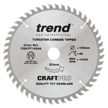 TREND 165mm x 20Ø x 48T TCT 2.2 PLUNGE SAW BLADE CRAFTPRO CSB/PT16548 TREND 165mm x 20Ø x 48T TCT 2.2 PLUNGE SAW BLADE CRAFTPRO CSB/PT16548
