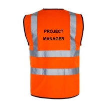 HI-VIS ORANGE 'PROJECT MANAGER' WAISTCOATS (Size L) HI-VIS ORANGE 'PROJECT MANAGER' WAISTCOATS (Size L)