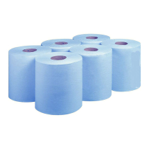 195mm x 150m 2 PLY BLUE ROLL (6 Pack)