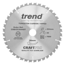 TREND CRAFTPRO 254mm x 30Ø x 40T TCT SAW BLADE (CSB/CC25440T) TREND CRAFTPRO 254mm x 30Ø x 40T TCT SAW BLADE (CSB/CC25440T)